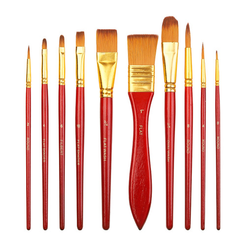 Factory direct supply oil paint brush set 10 nylon gouache brushes student hand-painted art brush row oil paint brush