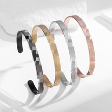 阿亚图尔库尔西C型开口钛钢手镯阿拉伯6MM不锈钢不掉色手环英文