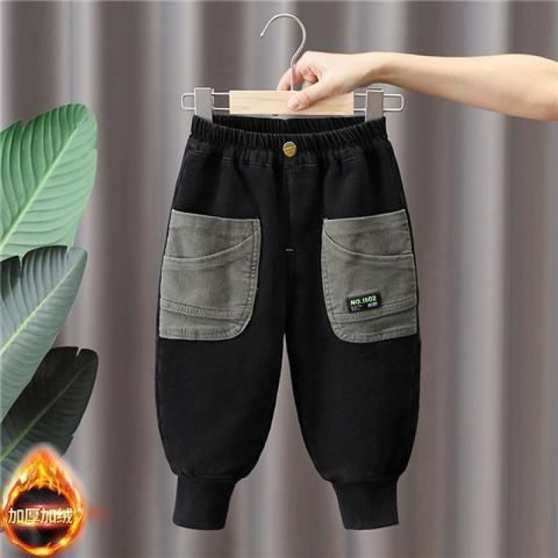 (2개) 소년 청바지 어린이 가을 겨울 기모 바지 2023 새 어린이 두꺼운 한국 기모 따뜻한 바지