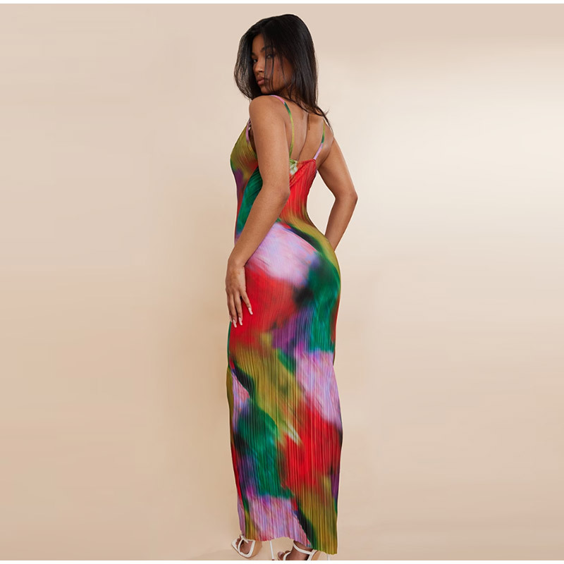 350g Weight Maxi Long Dress Dress Length Type Sleeveless Sleeve Length Sheath Dress Dresses Type Polyester Fabric Type Mid Waist Waist Line Daily, Beach Occasion V Neck Neckline Slim Fit Type Color Block, Painted Flower Pattern Summer Season Women's Gender Vacation Style Wholesale Women's Vacation Color Block Painted Flower Daily Beach V Neck Sleeveless Sheath Dress 37
