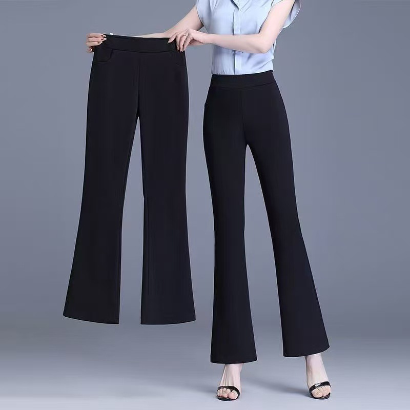 2025 Spring and Autumn New Arrival Cropped Flared Pants Women's High Waist Dummy All-match Trousers Stretch Short Bottoming Pants