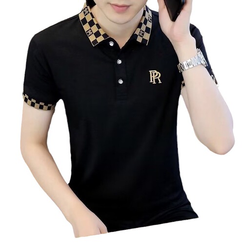 Men's short-sleeved T-shirt, high-end polo shirt, trendy men's summer new style, Korean version, slim lapel top, foreign trade dropshipping