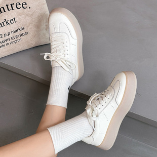 Retro Moral Training Shoes Women's Thick Sole Heightening White Shoes 2025 New Spring and Autumn Niche Easiest for Match Casual Sports Shoes