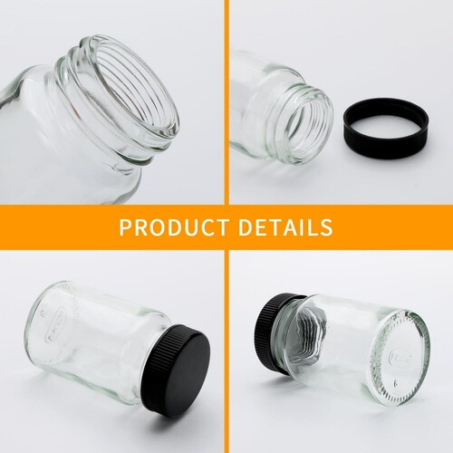 Hot-selling 2oz transparent large-mouth glass bottles reagent bottles pigment bottles juice drinks storage bottles sealed
