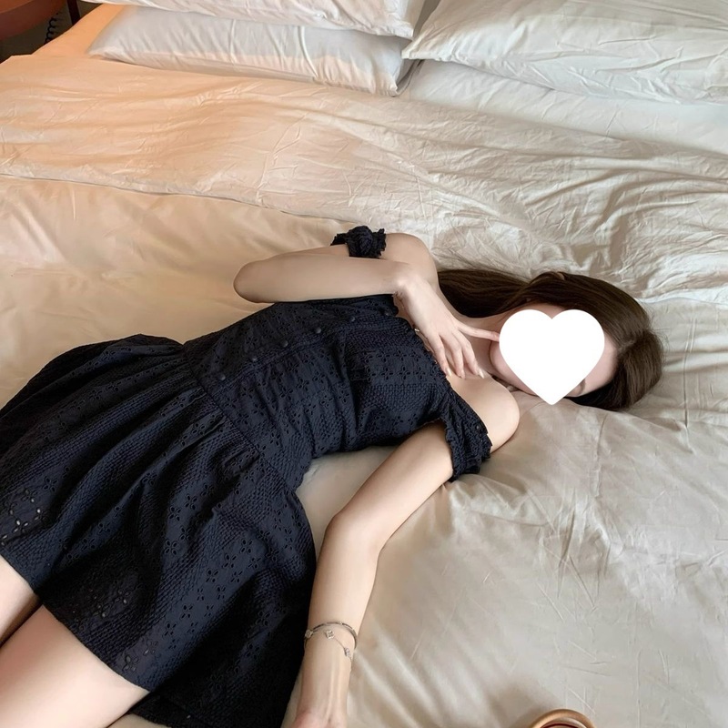 2025夏季新款露肩提花背心吊带连衣裙女夏季修身A字短裙|undefined