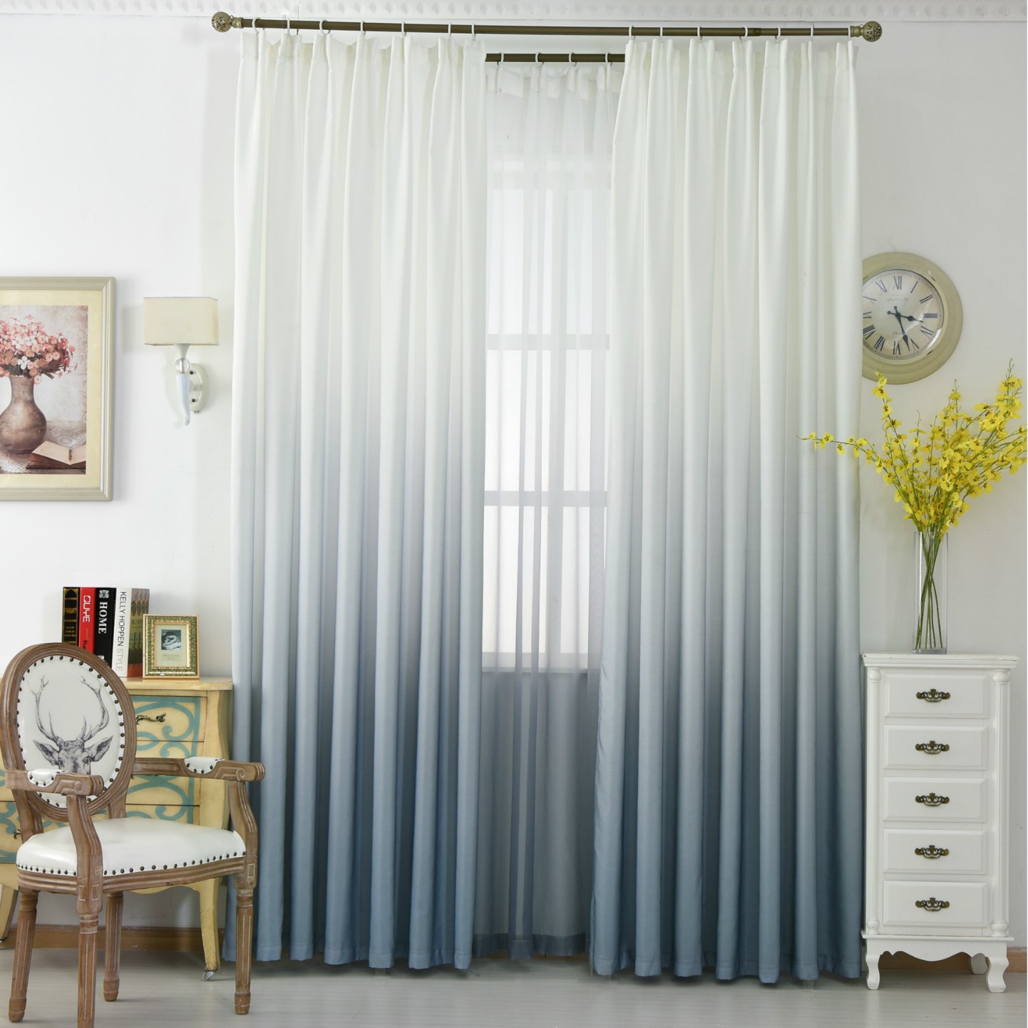 厚い特麗倫の紗のグラデーションの色を厚くします。窓の紗の客間の寝室は結婚祝いの工事の布を飾ります。