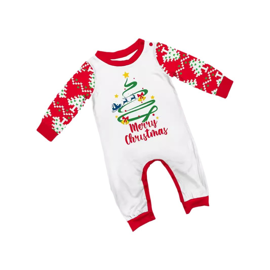 Christmas Fawn letter Christmas tree Family family dress printed homestays pajamas_voghion.com