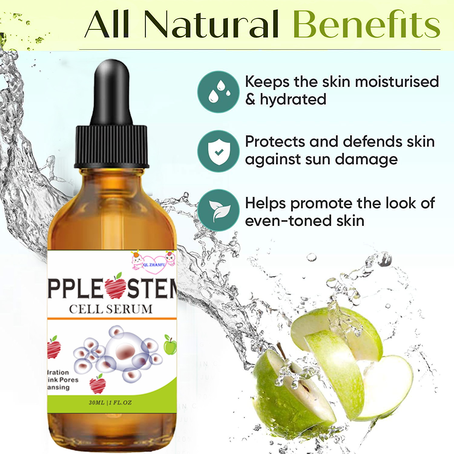 QLZHANFU Apple Cell Original Solution and Moisturizing Facial Vitamin A Skin Rejuvenating essence_voghion.com