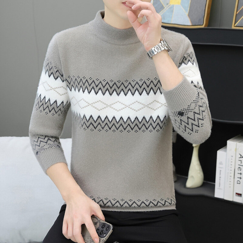Cross-Border Hot Sale, Hot Spot, Autumn and Winter New Casual Round Neck Knitwear, Men's Bottoming Knitwear