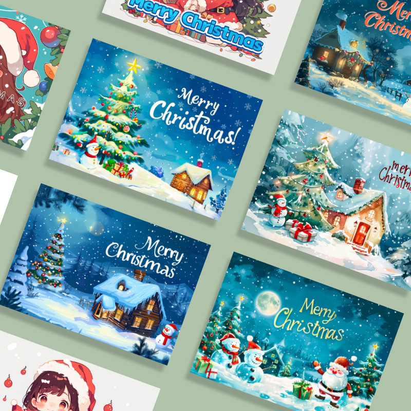 クロスボーダーAmazonクリスマスグリーティングカード手書き感謝祝福メッセージカードギフトデコレーション小さなカード英語版|undefined