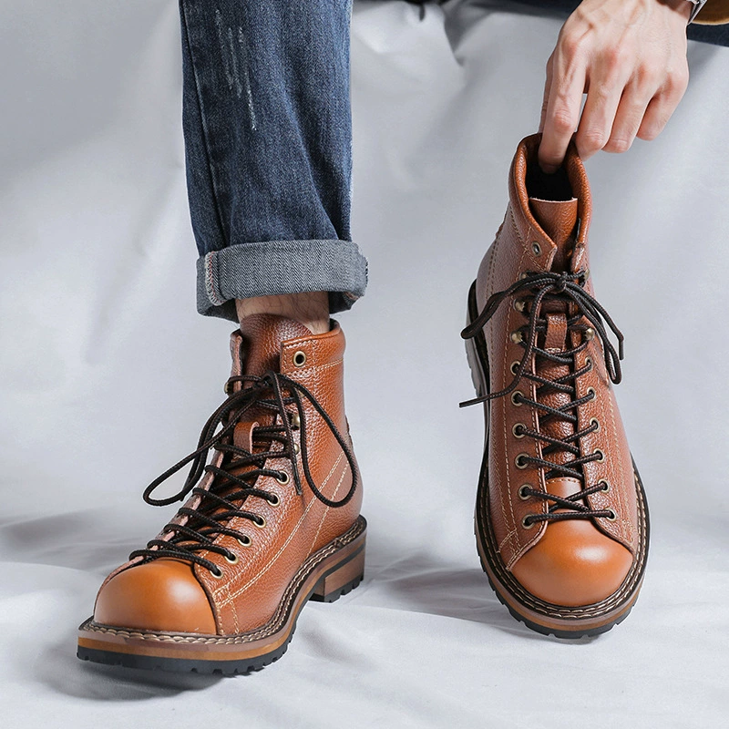 Европейские и американские ретро-модные трендовые уличные джинсовые ботинки для спецодежды 2023, Осенние новые молодежные универсальные модные мужские ботинки Martin