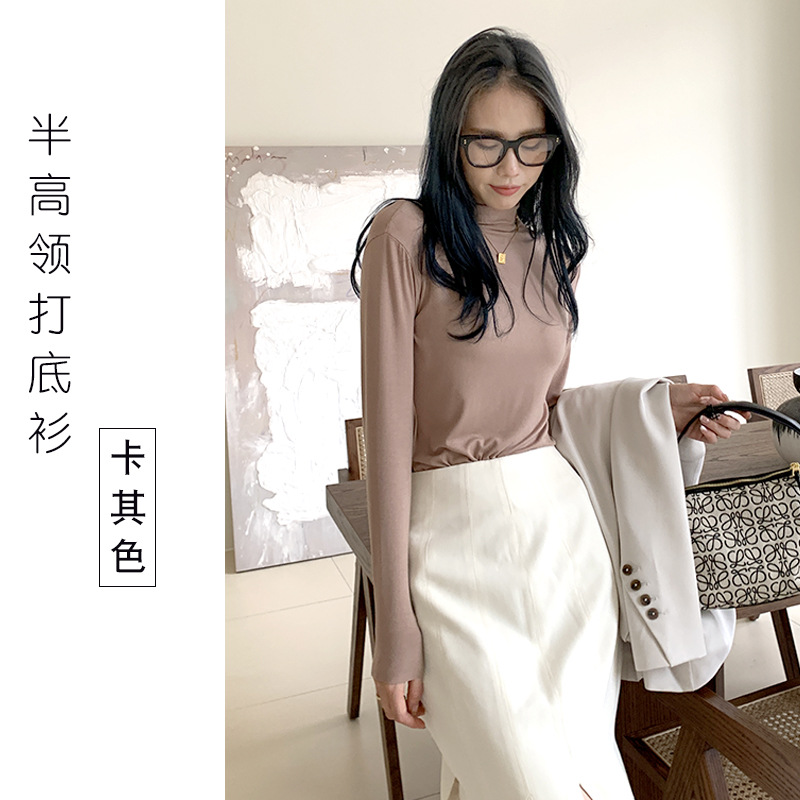 세미 하이 칼라 카키