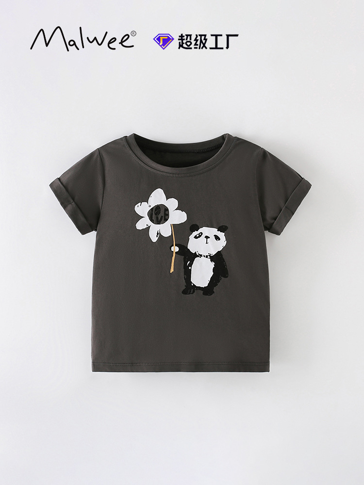 Transfronterizos para malwee niños camisetas de verano nuevo estilo europeo y americano de cuello redondo de manga corta lindas camisetas casuales