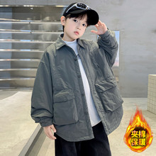 冬季中大男童夹棉外套新童装儿童男孩翻领加厚上衣小棉衣休闲代发