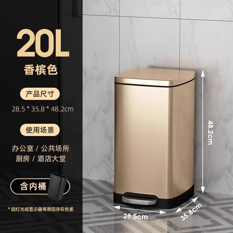 Basurera de acero inoxidable cocina doméstica pie con cubierta hotel oficina comercial super grande capacidad 50 litros