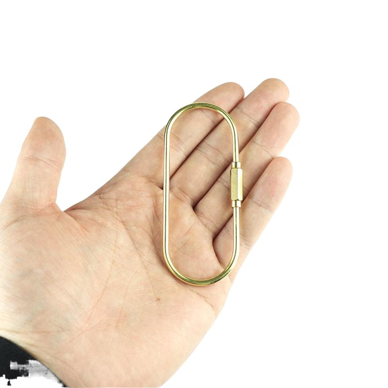 Llavero de latón llavero de metal para hombres y mujeres Llavero de metal EDC herramienta hebilla en forma de d