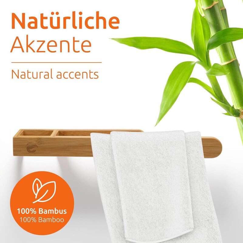 Light Luxury Style Nan Bamboo Punch-Free Towel Rack Bathroom Bamboo Adhesive Wall-Mounted Bathroom Guest Towel Rack