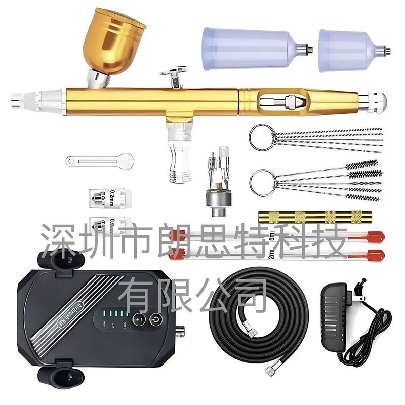 Directly supplied by the manufacturer, cross-border best-selling mini automatic shut-off dual-action airbrush pump set for model painting, nail art, and tattooing