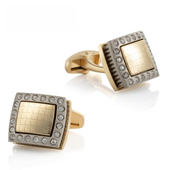 High-end square double-layer electroplated gun black diamond alloy cufflinks, wholesale men's French cufflinks