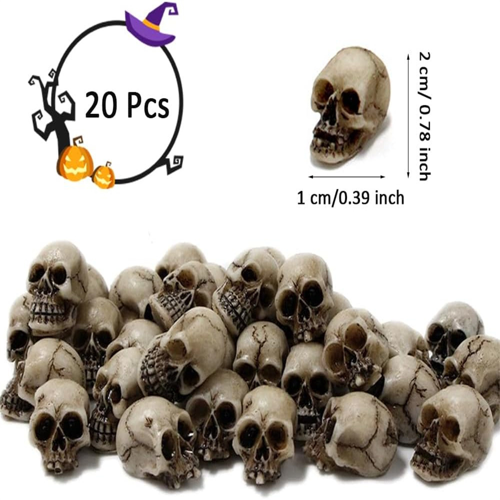 亚马逊侏儒微缩小骷髅套装万圣节装饰鬼节氛围摆件花盆铺面石骷髅
