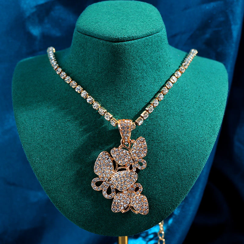 Fashion Butterfly Alloy Inlay Womenu0027S Pendant Necklace 1 Piece