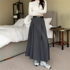 灰色のスーツの半身のスカートの春は大きいサイズの婦人服の百パートナーのスカートを着ます。