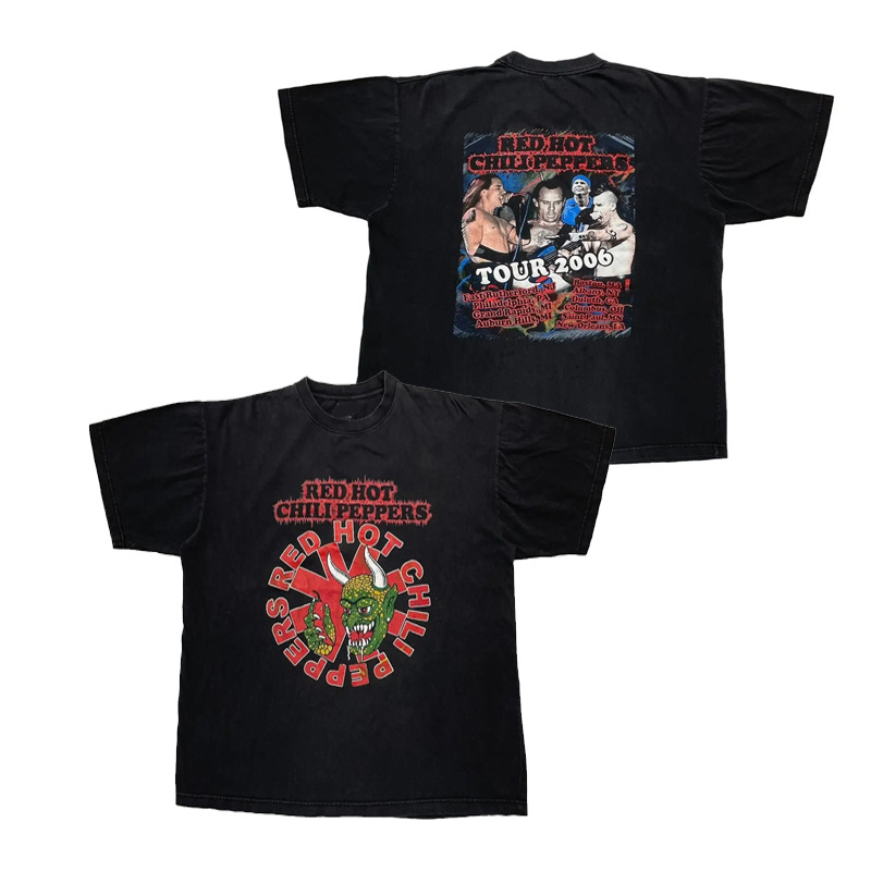 赤唐辛子バンドロックRed Hot Chili Peppersアメリカンレトロヴィンテージメンズtシャツ