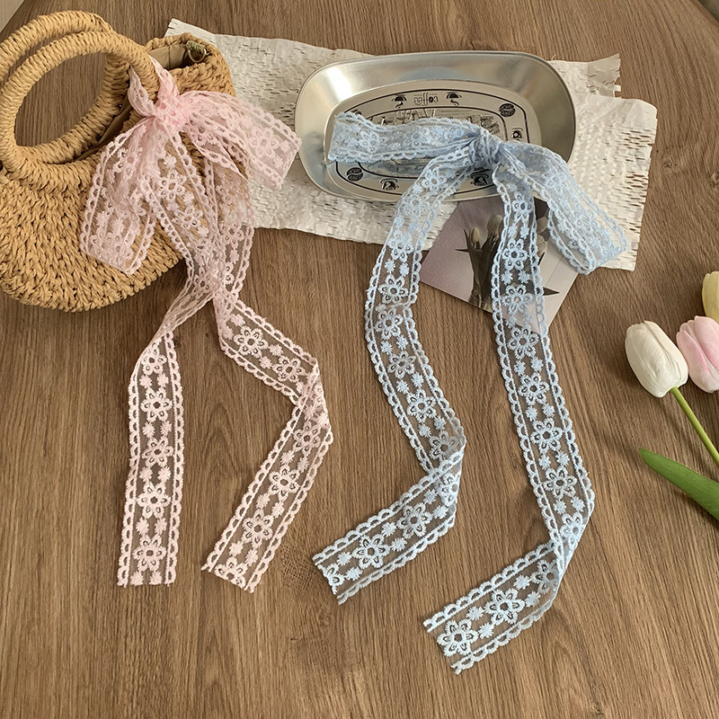 Pañuelo de seda de encaje, estilo de primavera y verano de alta calidad, cinta decorativa de todo fósforo, pañuelo para el cabello, cinturón multifuncional, bolsa de atar, cinta