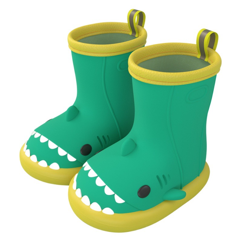 Botas de lluvia para niños con diseño de tiburón de dibujos animados, botas de lluvia para bebés niñas, zapatos de agua para niños, zapatos de goma, botas de lluvia impermeables para niños