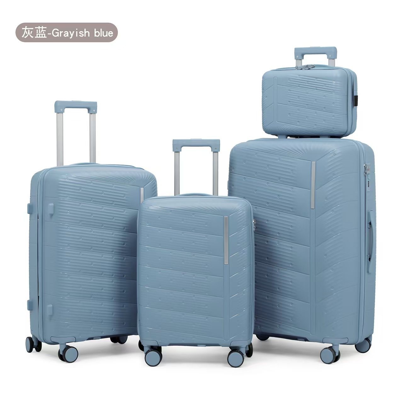 Procesamiento personalizado de cuatro piezas caja de tracción silenciosa rueda universal cremallera maleta de 20 pulgadas caja de cifrado maleta