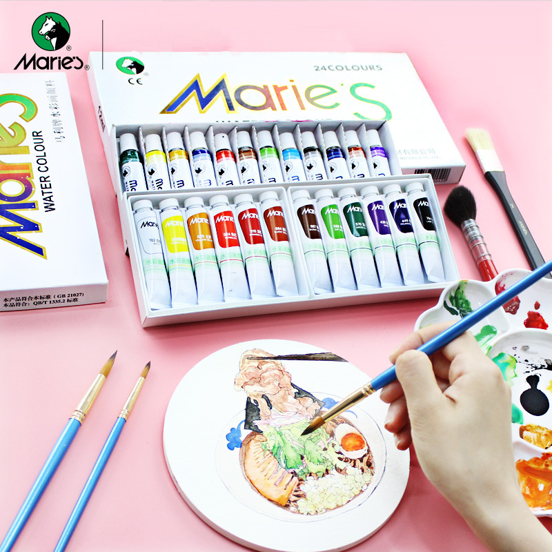 Productos genuinos Marley marca 12 Colores/18 colores/24 colores/36 colores 12ml caja de pintura de acuarela traje de pintura de acuarela