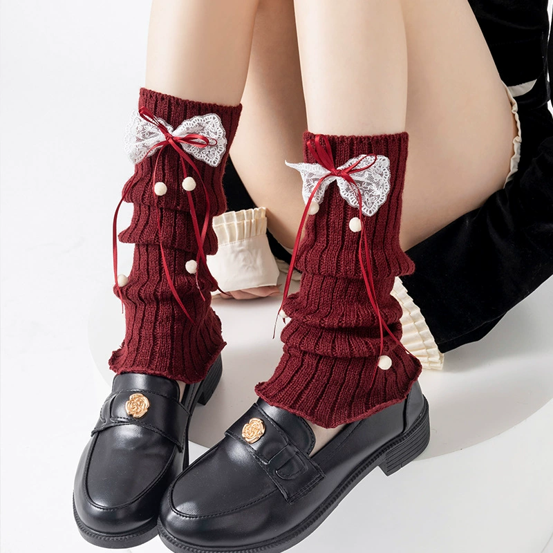 Сапоги из хлопка Gaiters, красный японский демисезонный комплект с бантом, стиль Лолита