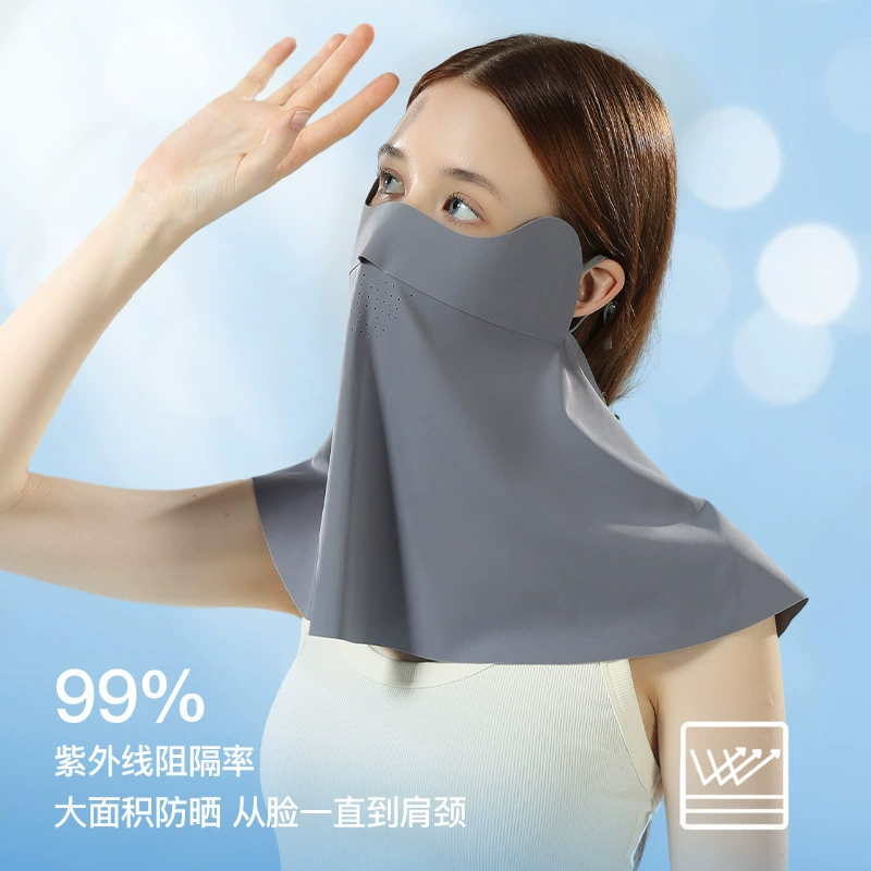 Бесшовная солнцезащитная маска для лица из ледяного шелка Джини дышащая защита для глаз угол анти-ультрафиолетового излучения на открытом воздухе солнцезащитный козырек маска оптом