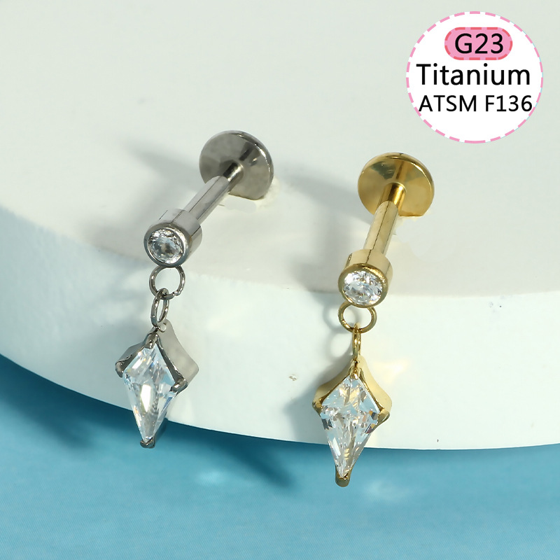 G23 Titanium Chain Pendant Lip Nail Peach Heart Butterfly Ear Screen Nail Lip Ring Ear Bone Nail Jewelry F136 Body Piercing Jewelry detail image 6
