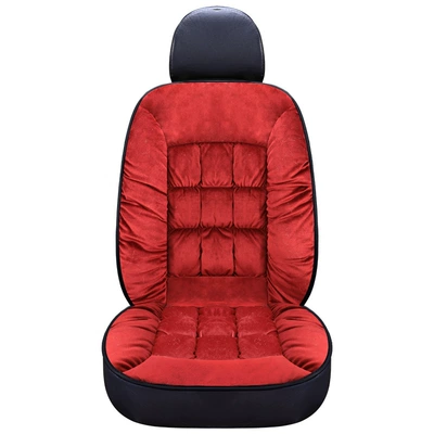 Cross-border Hot-selling Winter Warm fleece-lined Thickened Short Plush Car Seat Cushion Non-slip Tie-free Driving Single Seat Butt Pad (Wool pad) - vibrant-red-single-seat