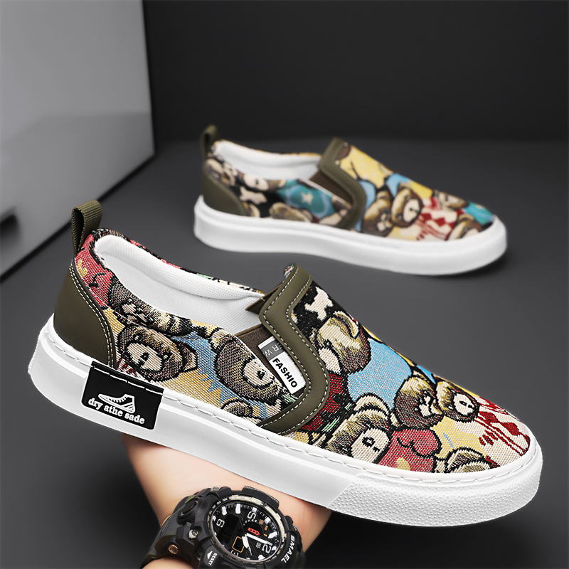 Canvas Men's Shoes Summer Breathable Trendy Brand Low-top Sports Casual Sneakers Lazy One-step Peas Trendy Shoes Canvas Men's Shoes Summer Breathable Trendy Brand Low-top Sports Casual Sneakers Lazy One-step Peas Trendy Shoes