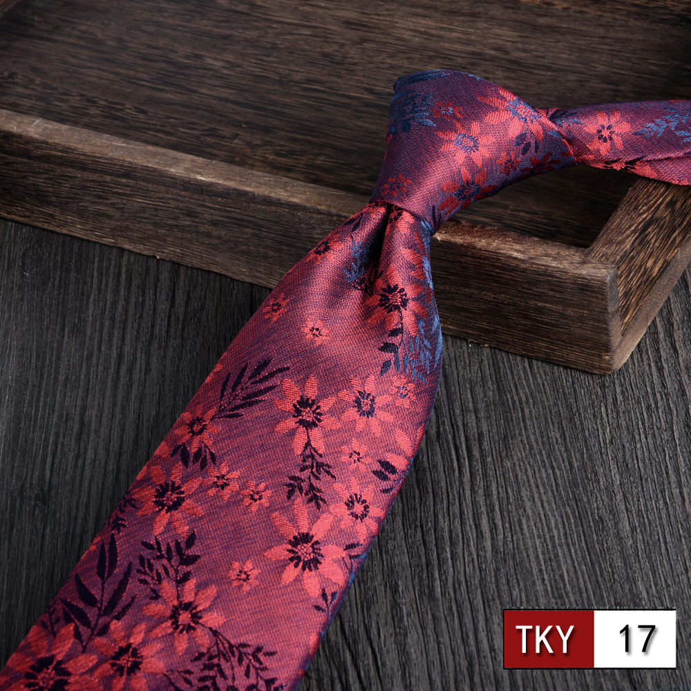 Corbata hombre vestido de negocios profesionales vino rojo novio casamiento Jacquard 8cm mano nueva tendencia spot