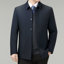 2025秋冬新款羽绒服男高级感中老年爸爸大码保暖外套轻奢商务夹克