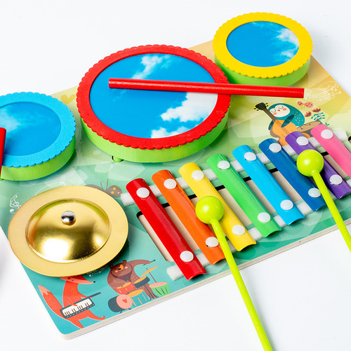 Cross-border children's wooden octave hand drumming early education baby educational musical instrument toy multi-functional drumming toy