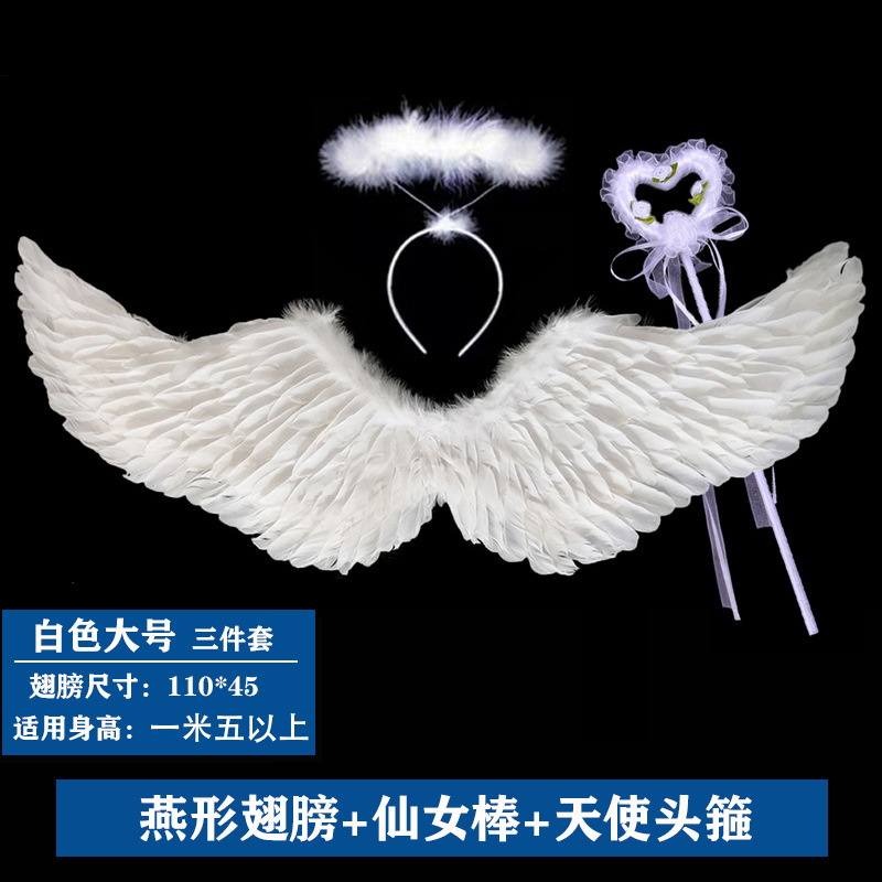 Alas de plumas de ángel, accesorios de Halloween, actuación para adultos y niños, decoración de pasarela de niña de las flores, vestido de demonio negro