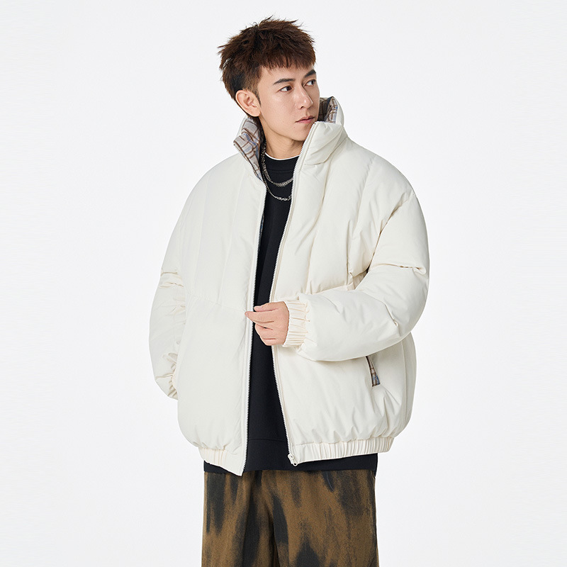 New winter cotton jacket, high street trendy brand, loose-fitting men's cotton coat with stand-up collar, versatile casual youth puffer jacket
