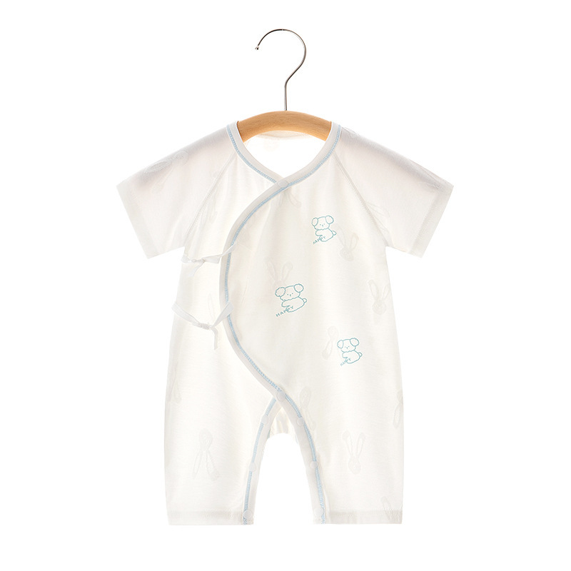 반팔 바지 점프 수트  여름 자카드 얇은 뼈없는 옷 토끼 옷  에어컨 옷