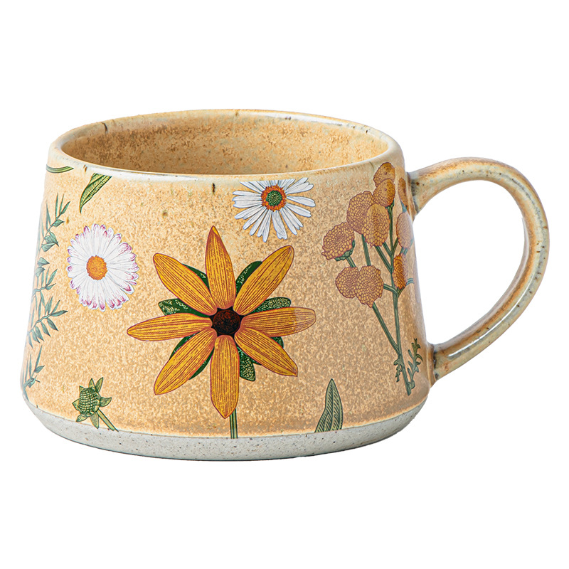 Temporada de flores limitada hermosa taza hecha a mano taza de café de cerámica de estilo antiguo regalo de novia exportación transfronteriza femenina
