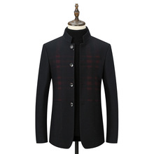 2025新款秋冬品牌毛呢大衣男士夹克外套商务休闲翻领爸爸羊毛茄克