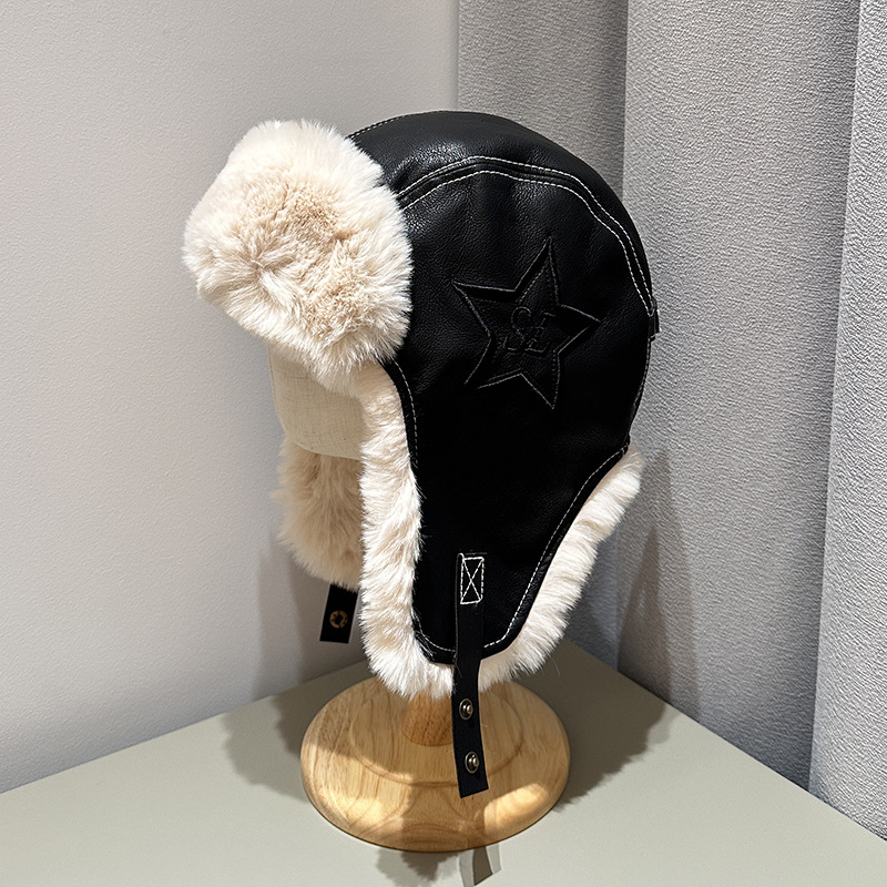 Sombrero de piel de pelúcia de aviador retro para niños y niñas, gorras de esquí de protección de oídos cálidas para niños y niñas
