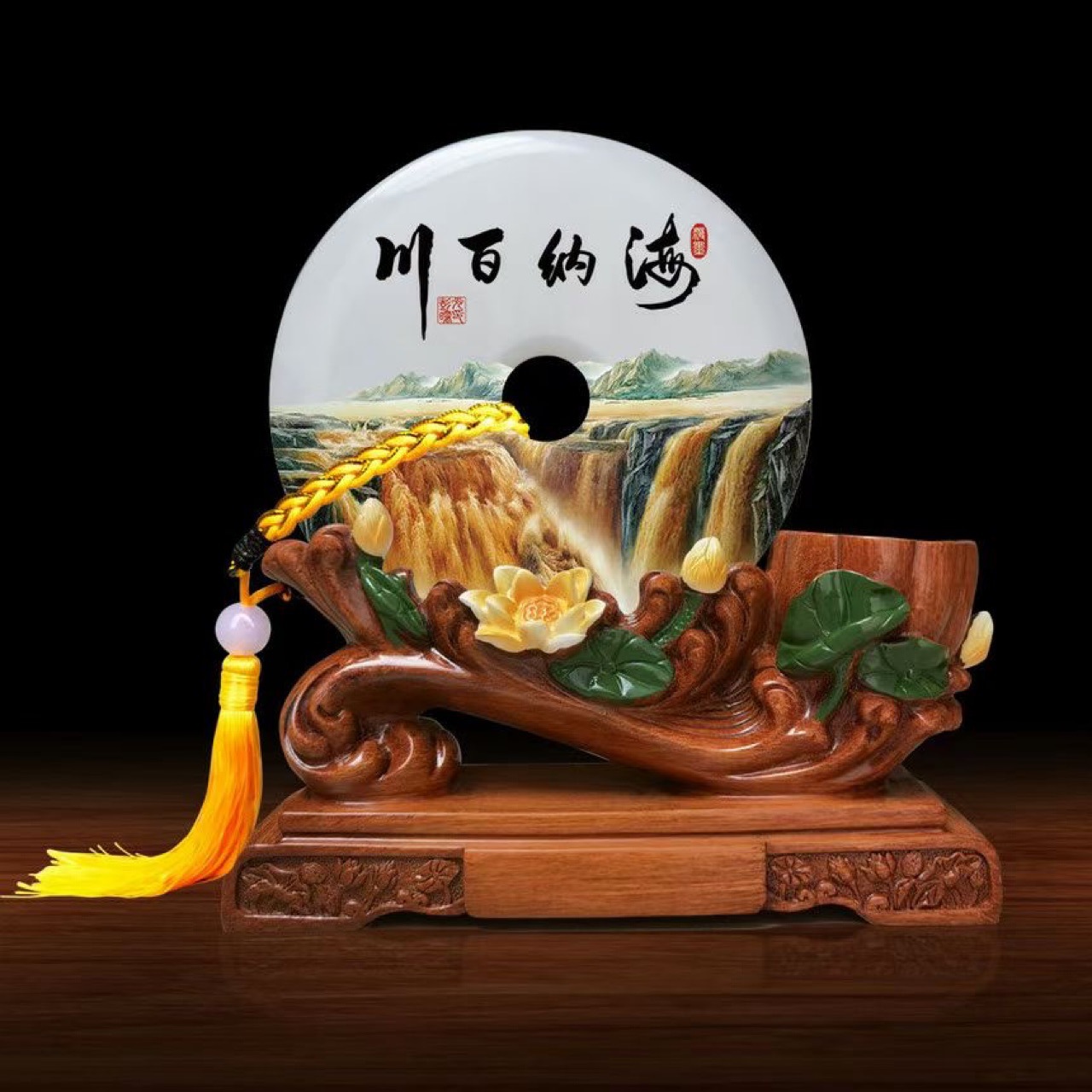 教师节礼物送男女老师纪念品办公室桌面摆件 海川百纳荷花笔筒