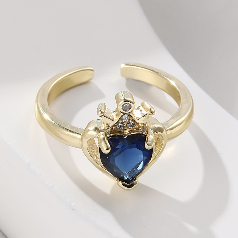 Daily Occasion Copper Material Fashion Heart Shape Copper Plating Zircon Open Ring