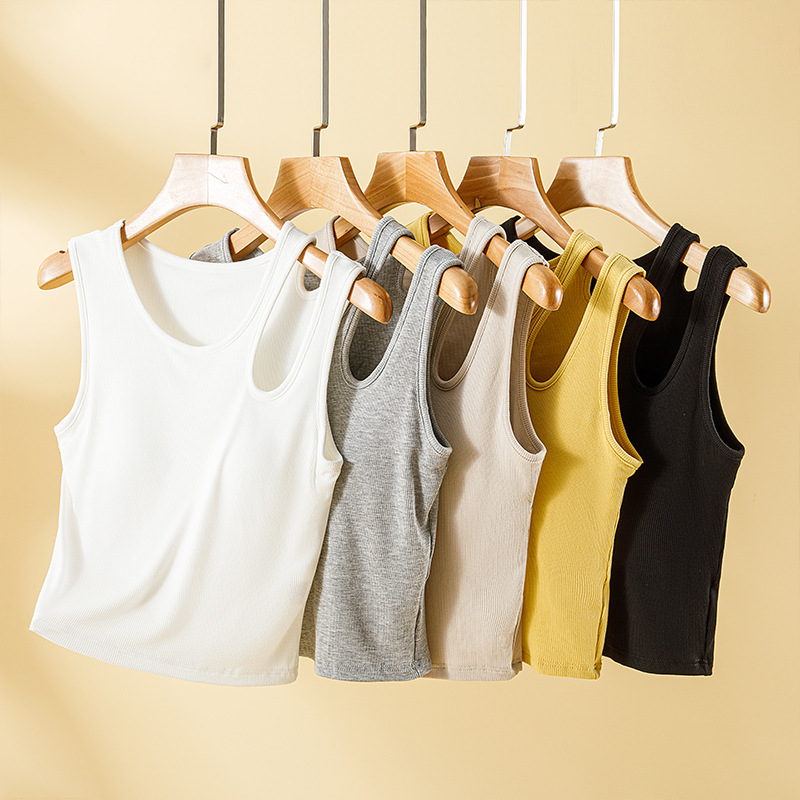 新款吊帶背心女內搭帶胸墊外穿文胸一體內衣短款獨特别致打底上衣