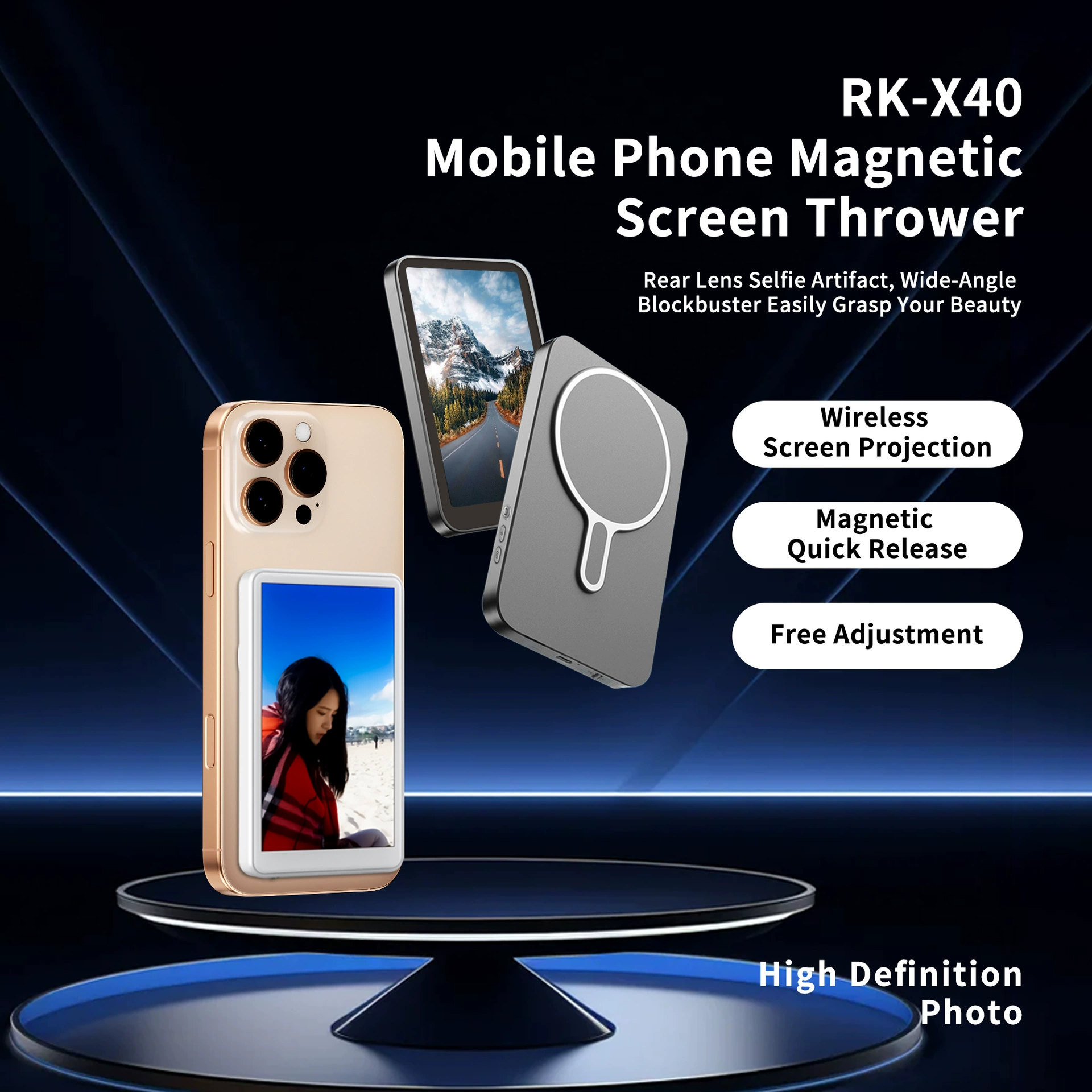 Мобильный телефон магнитный монитор для селфи на экране
