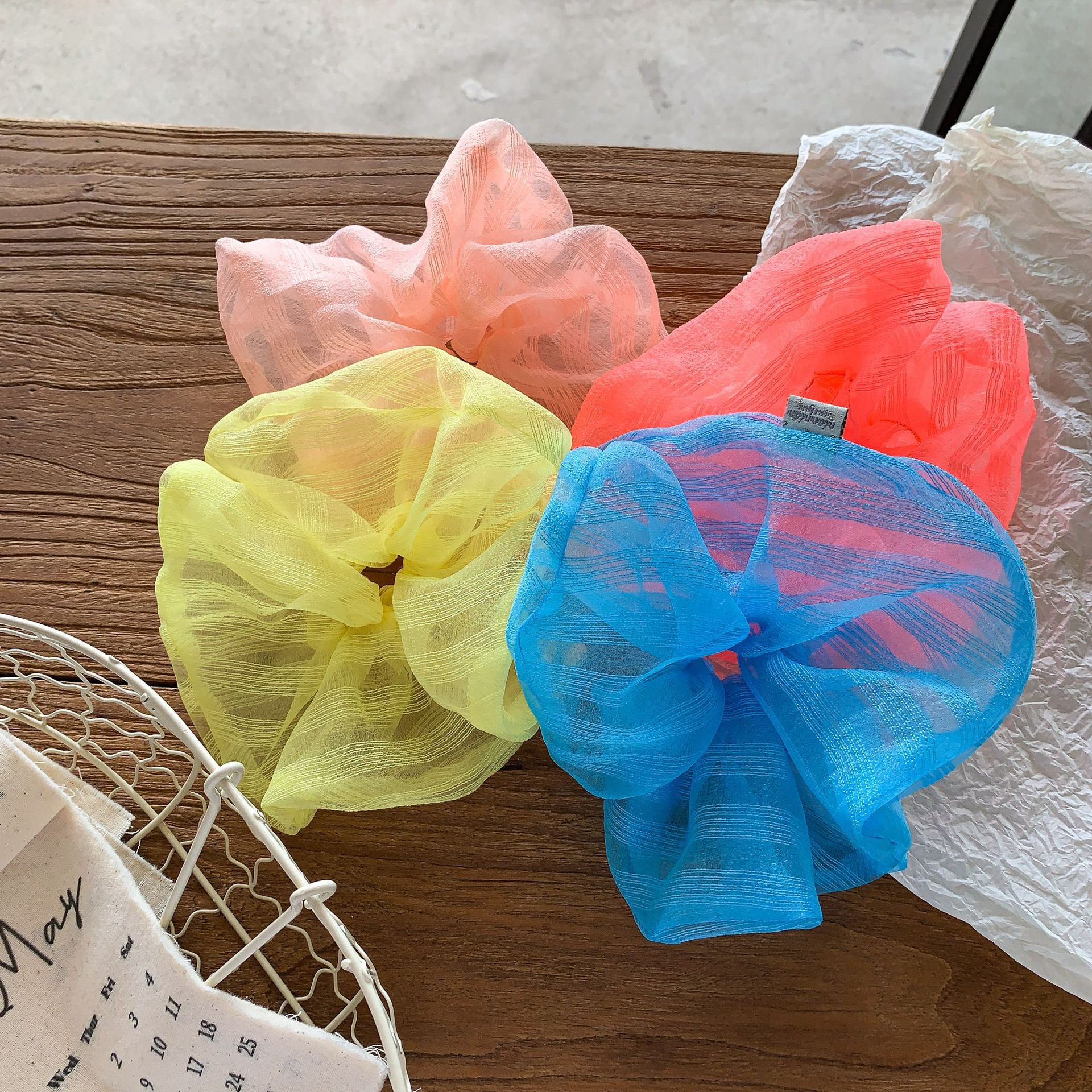 Sugar Pear ropa para niños anillo de cabello de color sólido 2026 nueva línea de cabello de malla para niñas accesorios para bebés accesorios para el cabello